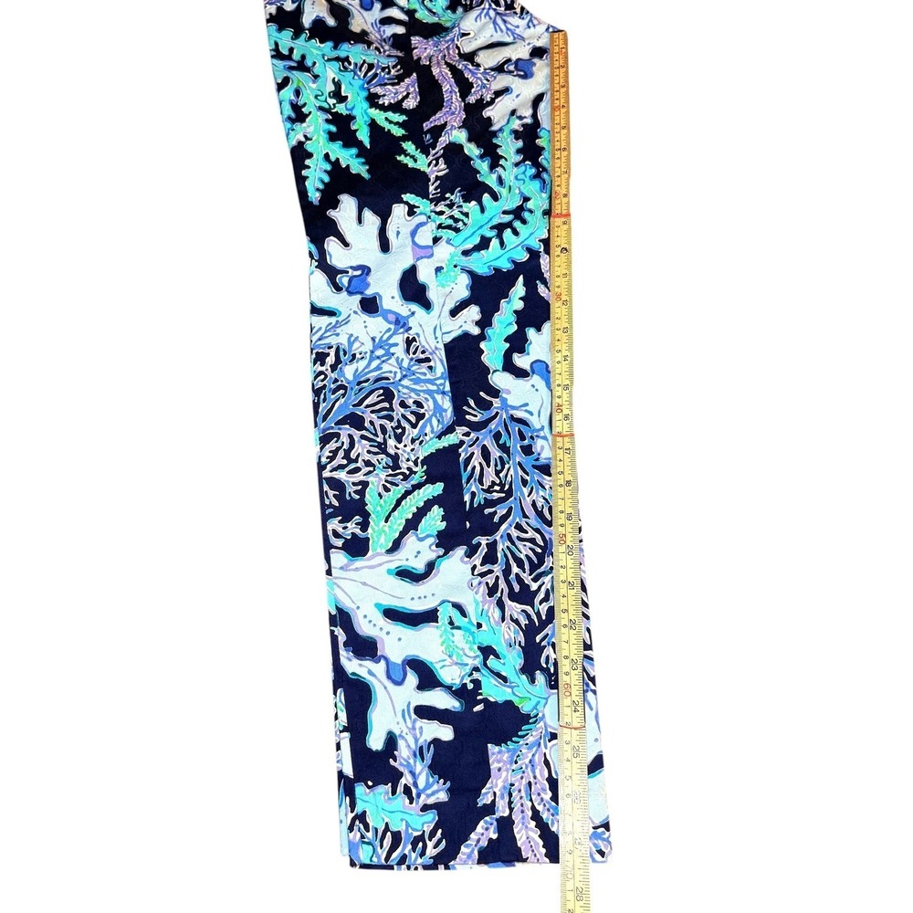 Lilly Pulitzer Kelly Ankle Pants Blue Green Coral Reef Print Stretch Womens 6 - Picture 9 of 10